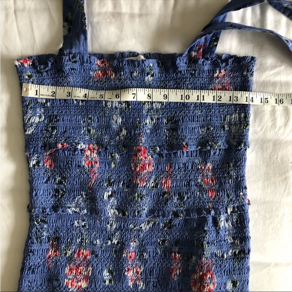 ASTR ANAIS Smocked Dress Sapphire White Floral Blue Cotton - Picture 5 of 7